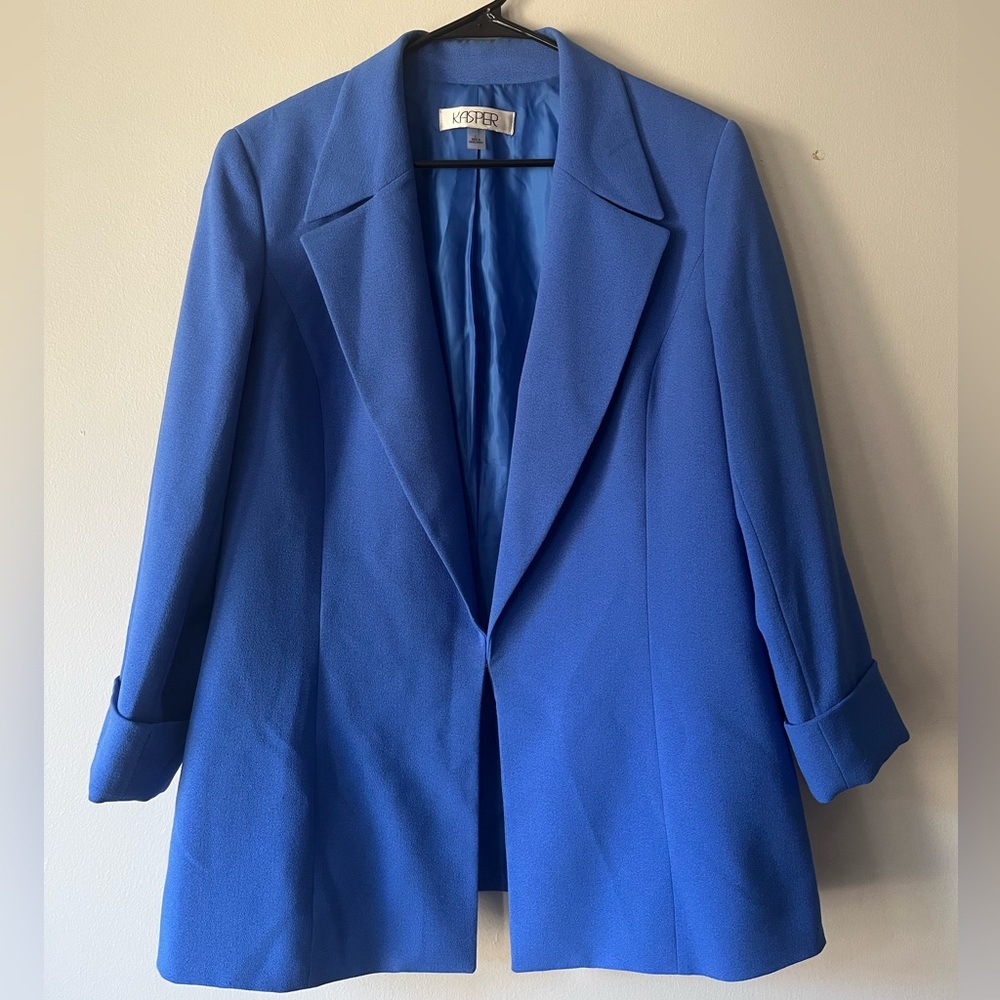 Kasper women’s stretch crepe blazer - blue - size L